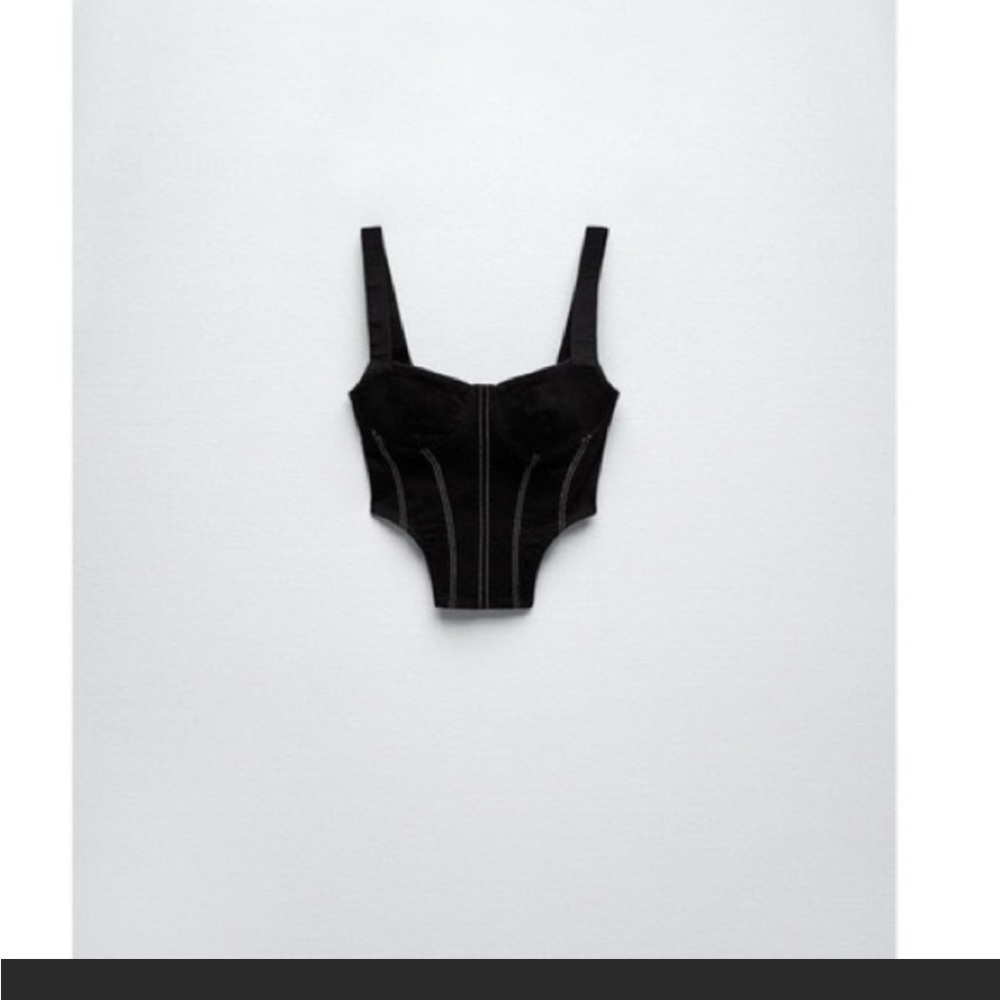 Zara Denim Corset Tank Top